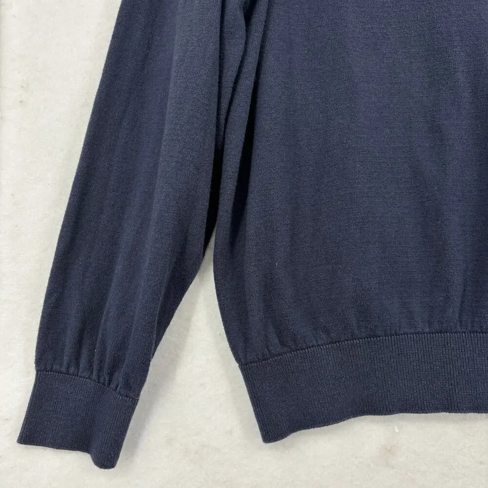 Orvis Crew Neck Sweater Mens Size XL‎ Navy Blue Silk Cashmere Cotton Pullover